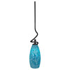 Capri Stem Mini Pendant In Dark Granite, 5.5" Turquoise Fusion Glass