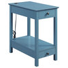 ACME Byzad Wooden Side Table with USB Charging Dock and 2-Drawer in Teal