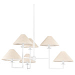 Mitzi - Gladwyne 6 Light Chandelier, Steel - The modern sculptural feel created by Gladwyne's clean lines and sharp angles is softened by the Natural Linen shade and Texture White finish. Make a sophisticated statement overhead or on the wall. The tonal color play blends with a variety of interior styles. Part of our Ariel Okin x Mitzi Tastemakers collection.