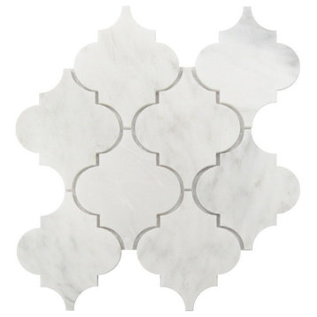 Carrara Arabesque Interlocking Honed Tile, White, 50 Sq. ft., 12"x12"