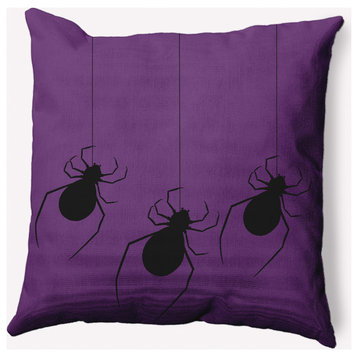18" x 18" Hanging Spiders Indoor/Outdoor Polyester Throw Pillow, Amethyst