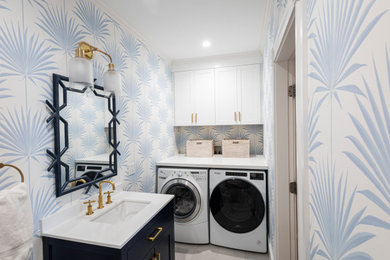 Laundry room - coastal laundry room idea in Providence
