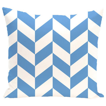 Zigzag Jag Geometric Print Outdoor Pillow, Brighter Sky, 18"x18"