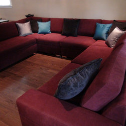Custom Sectional Sof - Designer Fabric Red - Sofas