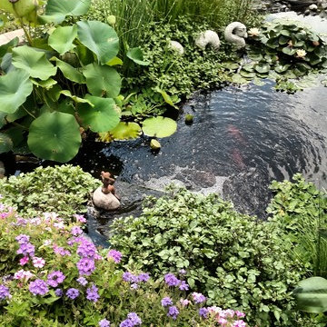 Woodbury Pond, Waterfall and Outdoor Patio Fireplace