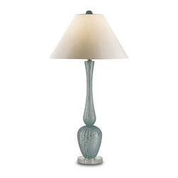 Currey & Company Alba Table Lamp in Aqua Blown Glass - Table Lamps