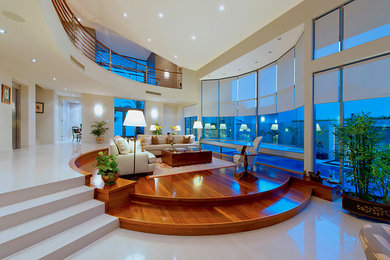 Design ideas for an expansive modern living room in Brisbane.