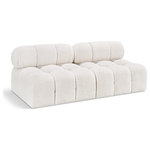 Meridian Furniture - Ames Boucle Fabric Modular Sofa, Cream, 2-Piece: 2 Armless Chair - Introduce a touch of modern sophistication to your living area with the exquisite Ames Boucle Fabric Sofa. With plush cream boucle fabric and unique design, it will elevate the visual appeal of your living space. This elegant and captivating sofa can be mixed and matched with other pieces from the collection to create an endless array of stunning looks. So, get ready to transform your living area into an inviting and stylish haven with the Ames Boucle Fabric Sofa.