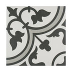 SomerTile Arte Encaustic Porcelain Floor and Wall Tile, Grey