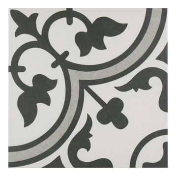 SomerTile Arte Encaustic Porcelain Floor and Wall Tile, Grey