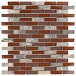 SomerTile - 11.75"x11.75" Reflections Subway Mosaic Wall Tile, Bordeaux - Glass and stone pieces come together in this mosaic tile from SomerTile, creating an eye-catching blend of color and texture. Each wall tile is designed for easy, fast installation, so you can achieve a seamless look in almost any space. Use the tiles in both indoor and outdoor areas - the moisture-impervious seal prevents damage from water and condensation.