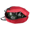 36" Heavy Duty Polyester Red and Black Zip Up Christmas Wreath Storage Bag