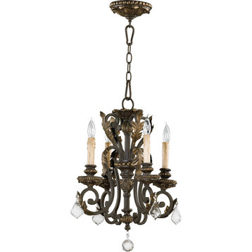 Quorum Rio Salado 4-Light Chandelier, Toasted Sienna With Mystic Silver