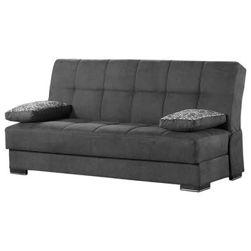 Comfortable Sleeper Sofa, Armless Design With Square Tufting, Gray Chenille