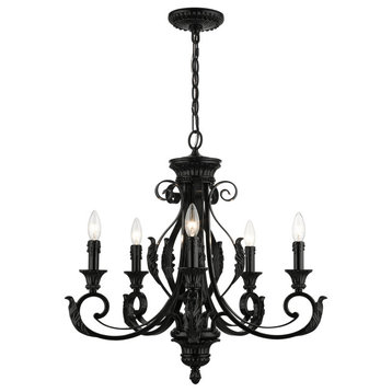 Valencia 5-Light Shiny Black Chandelier