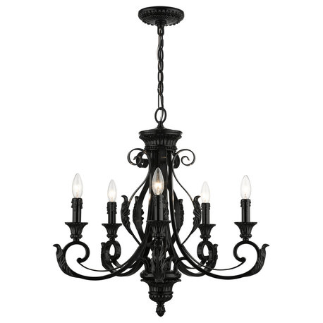 Valencia 5-Light Shiny Black Chandelier