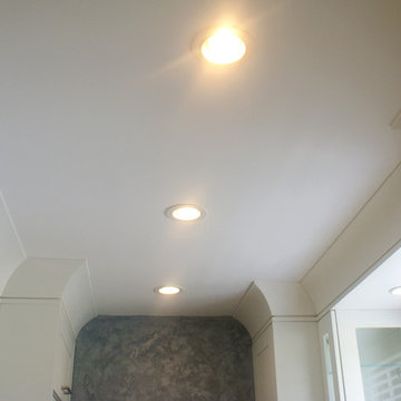 Custom Crown Molding and Recessed Lighting in NYC Prewar Contemporary Kitchen