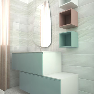 INTERIOR DESIGN - bagno verde e cipria