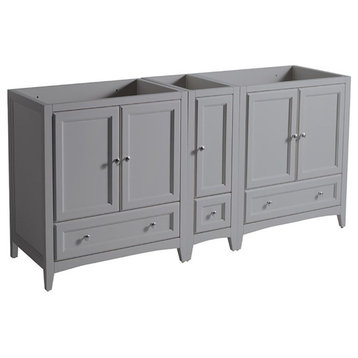 Fresca Oxford 71 inches Double Sinks Traditional Wood Bathroom Cabinet in Gray