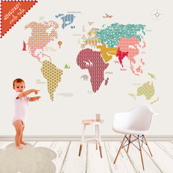 Vinilo infantil de tela mapamundi pop - Kids Wall Decor