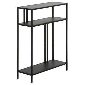 Cortland 22'' Wide Rectangular Console Table with Metal Shelves in Blackened...