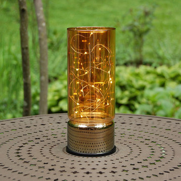 Glass Lantern With Mini String Lights