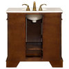 36 Inch Dark Brown Bathroom Vanity with Single Sink, Marble, Traditional