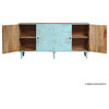 Manteca Floral Hand Carved Turquoise 4 Door Long Buffet Sideboard