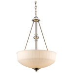 Trans Globe Lighting - Cahill Pendant, 17" - The Cahill Collection supplies ample lighting for your daily needs, while adding a layer of Transitional style to your home's decor. It is perfect for adding a warm glow to a variety of interior applications. Cool sleek sophistication defines this three light pendant. Understated mounting hardware and frame complement the White Frost glass drum shade.