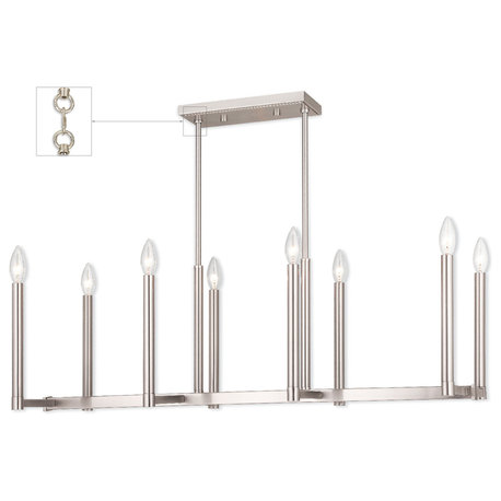 Alpine 8-Light Linear Chandelier, Brushed Nickel