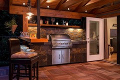 Outdoor kitchen-have burner/grill under covered patio or outside?