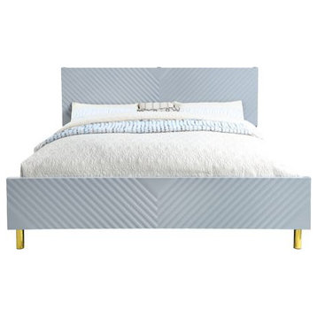 Acme Gaines Eastern King Bed Gray High Gloss Finish