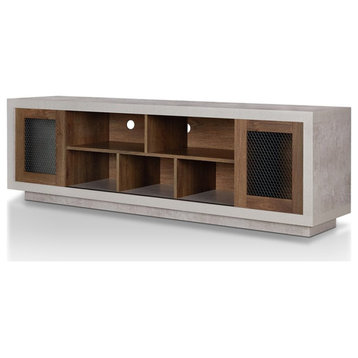 Bowery Hill Industrial Wood 70.78-Inch TV Stand in Walnut Finish