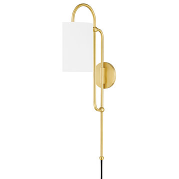 Caroline 1-Light Portable Wall Sconce Aged Brass