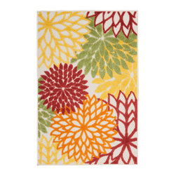Nourison - Nourison Aloha 2'8" x 4' Red Multi Colored Tropical Area Rug - Doormats