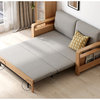 Solid Wood Multi-Function Sleeper Sofa, Beech Walnut Fog Gray - Coconut Palm Cushion Sofa Bed 54.3x30.9 - 76.8x31.1