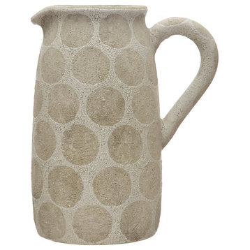 Terracotta Pitcher or Vase with Wax Relief Dots, Natural, Natural