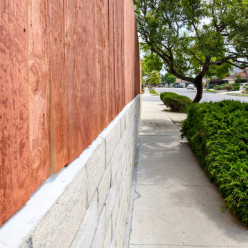 Camarillo Retaining Wall, CMU Block Wall, Wood Fencing