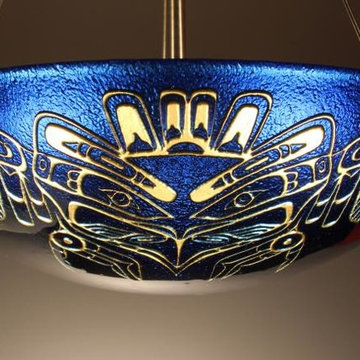 Blue Thunderbird Carved Hemisphere