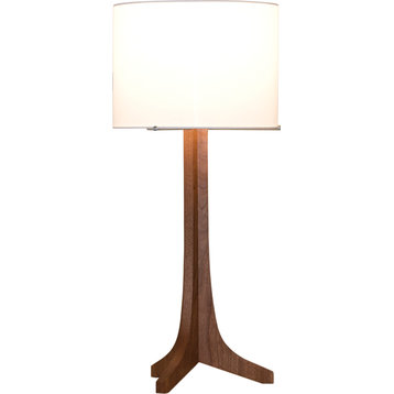 Nauta Table Lamp, Aluminum and Walnut With White Linen