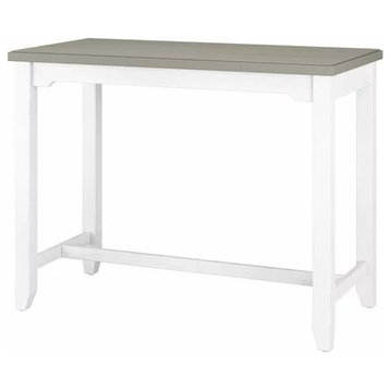 Farmhouse Counter Height Side Table, Sea White Legs With Distressed Gray Top
