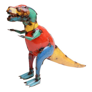 Recycled Metal Dinosaur T-Rex-Small - Contemporary - Garden Statues And  Yard Art - by Mexican Imports | Houzz