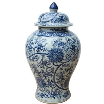 Temple Jar Vase Peacock Lotus Colors May Vary White Blue Variable
