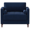 Contemporary Armchair, Tufted Cushioned Seat With Low Back and Track Arms