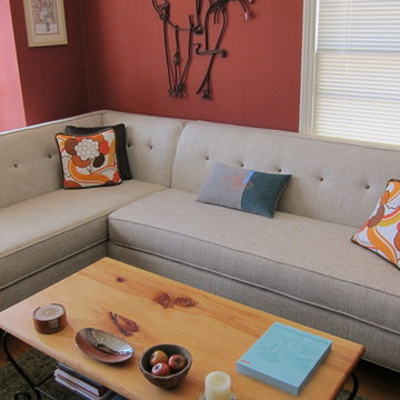 Tight Back Buttons on Sectional w/ Tweed Fabric | The Sofa Company