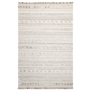 5'x8' Hand Woven Wool Kilim Oriental Rug Beige Color