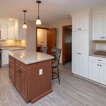 Transitional Crema & Sumatra Kitchen Remodel w/ Anatolia vintage wood floor
