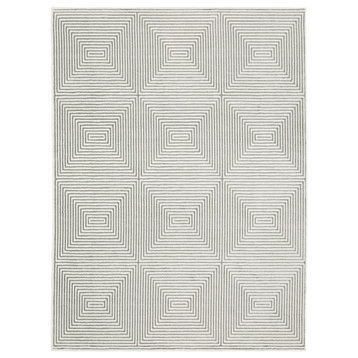 Monfort Diamond Geometric Grey/White Indoor Area Rug, 5'3"x7'6"