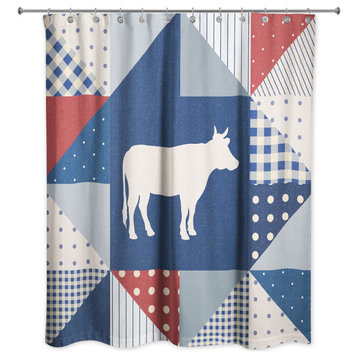 Farmhouse Cow Quilt 71x74 Shower Curtain