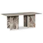 Meridian Furniture - Verona Dining Table, Brown, 78" W x 39" D - Elevate the look of your space with this handsomely crafted Verona dining table. Made by hand using genuine marble that lasts and lasts for years to come, this table exudes refinement and sophistication. The brown marble with light grey veining brings contemporary panache to your room, while the uniquely shaped base instantly draws the eye, making the table a certain showstopper. Pair this table with other items in the Verona collection for a cohesive presentation.